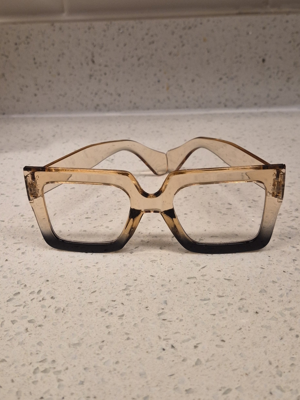Oversized Square Gradient Sunglasses - Amber to Black